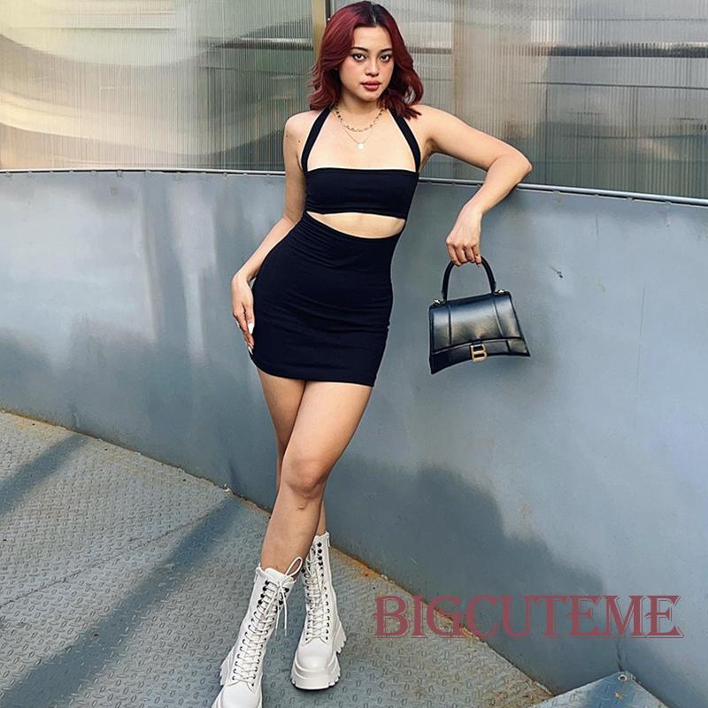 Đầm Ngắn Sát Nách Màu Đen Thời Trang Mùa Hè Quyến Rũ Cho Nữ