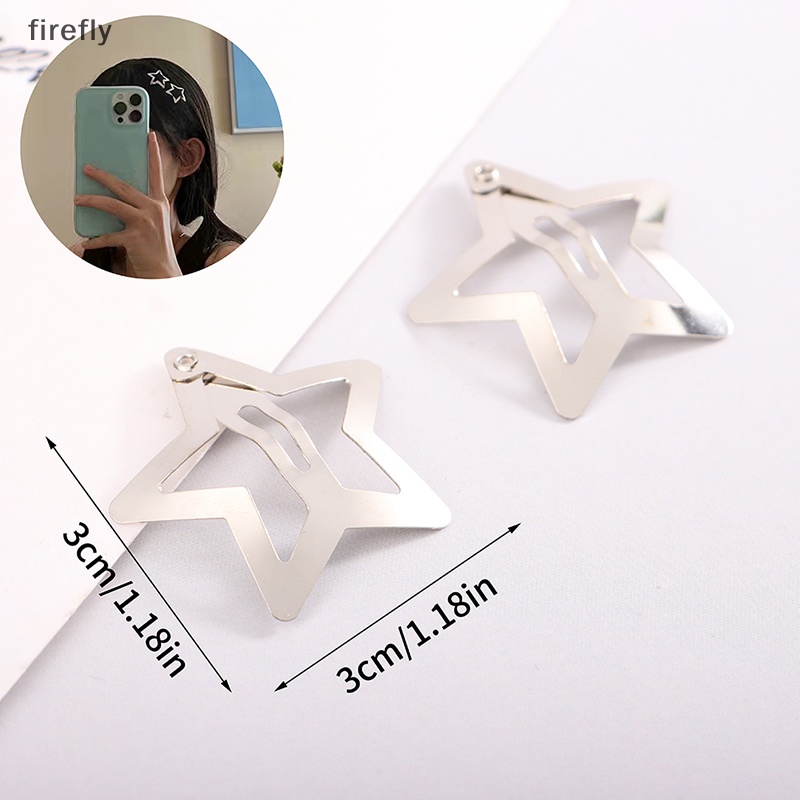 Set 4 Kẹp Tóc BB Hình Ngôi Sao Màu Sắc Tối Giản Cho Nữ