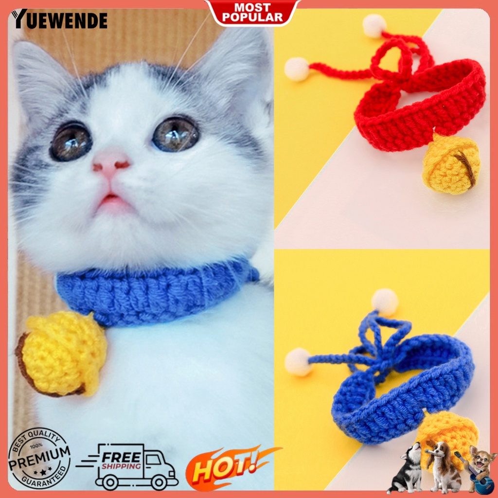 Vòng Cổ YQ.E Đan Len Có Chuông Dễ Thương Có Thể Điều Chỉnh Cho Cún Cưng