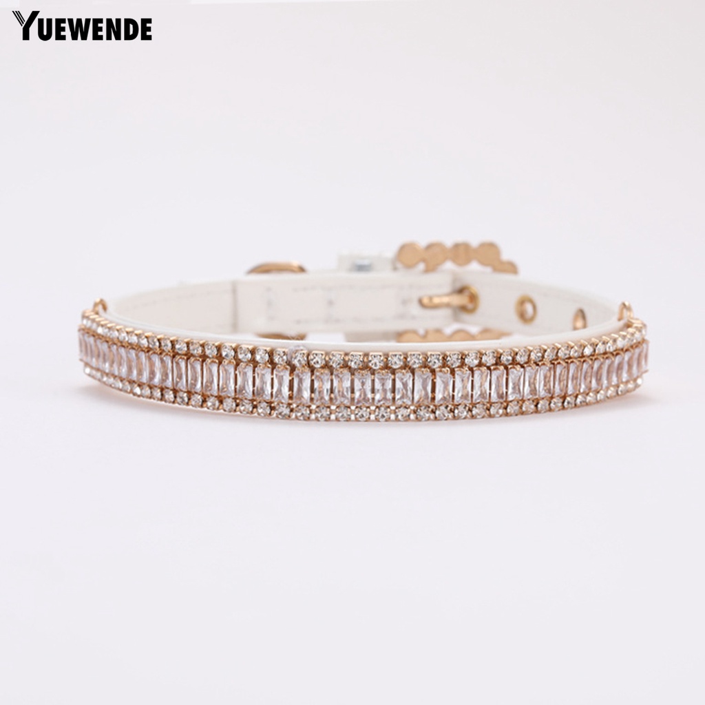 Vòng Cổ Giả Da Đính Đá Có Thể Điều Chỉnh Dành Cho Thú Cưng