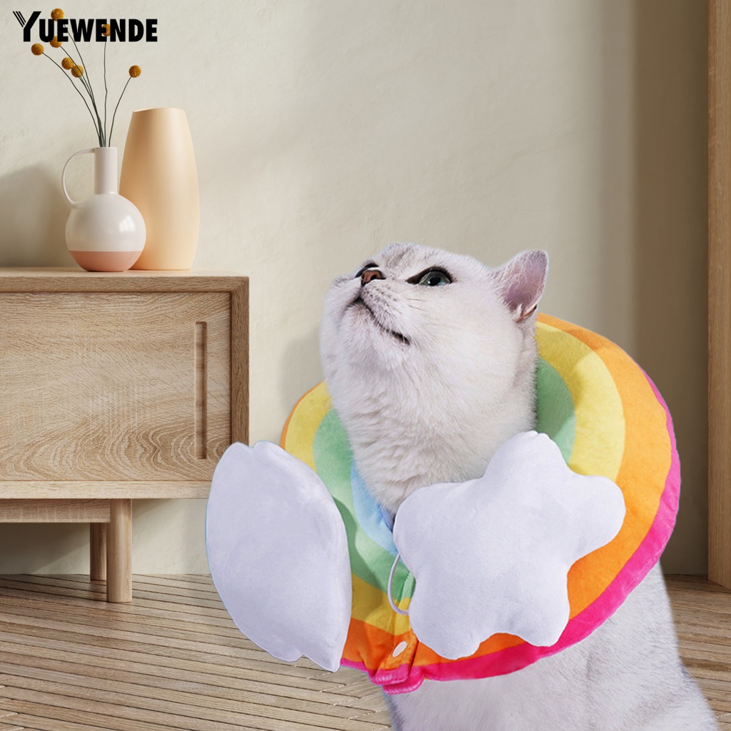 Vòng Cổ YQ.E Mềm Mại Dày Dặn Họa Tiết Cầu Vồng Chống Cắn Có Thể Điều Chỉnh Cho Cún Cưng