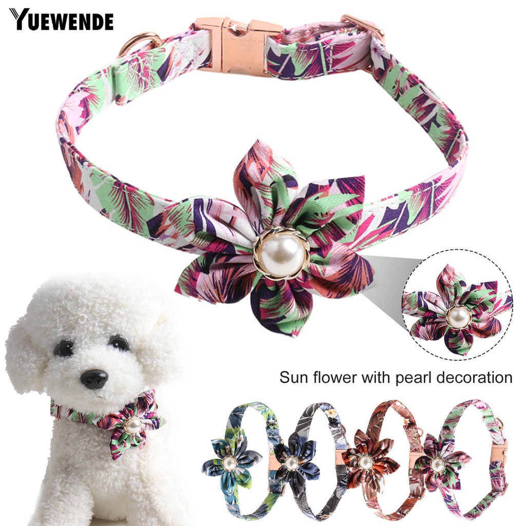 Vòng Cổ Họa Tiết Hoa Có Khóa Kim Loại Cho Thú Cưng