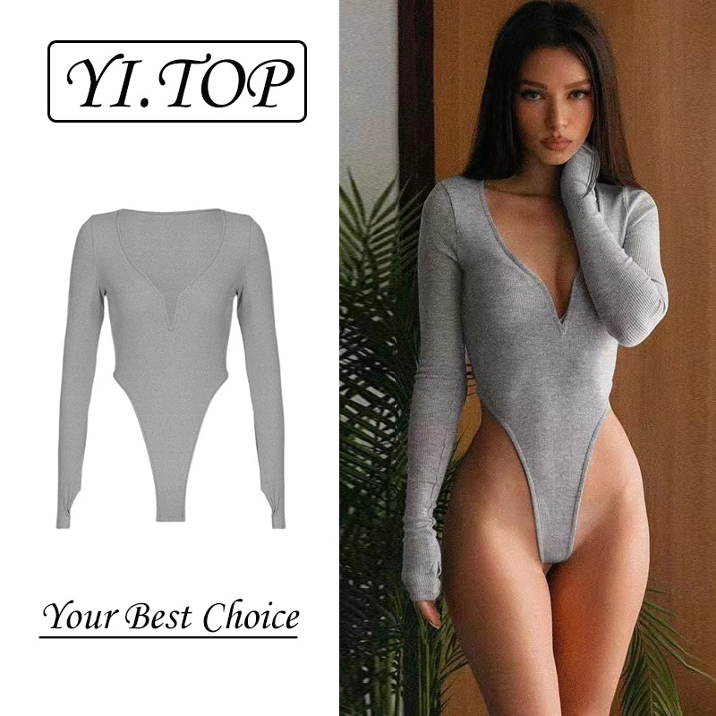 Jumpsuit Tay Dài Thiết Kế Cổ Chữ V Quyến Rũ