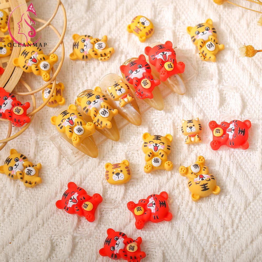 Phụ Kiện Trang Trí Móng Tay Hình Hổ Hoạt Hình Dễ Thương DIY