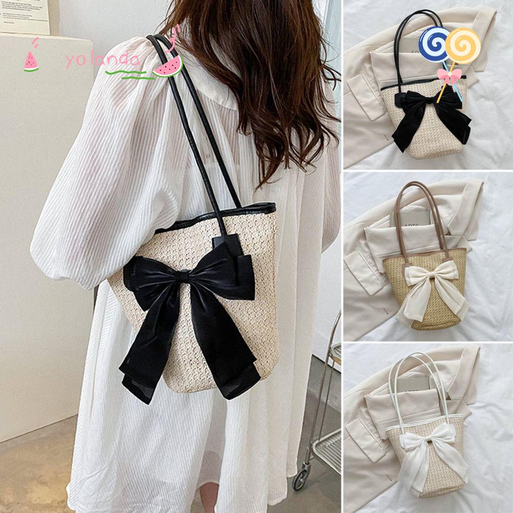 Túi Tote Đeo Vai Sức Chứa Lớn Đính Nơ Thời Trang