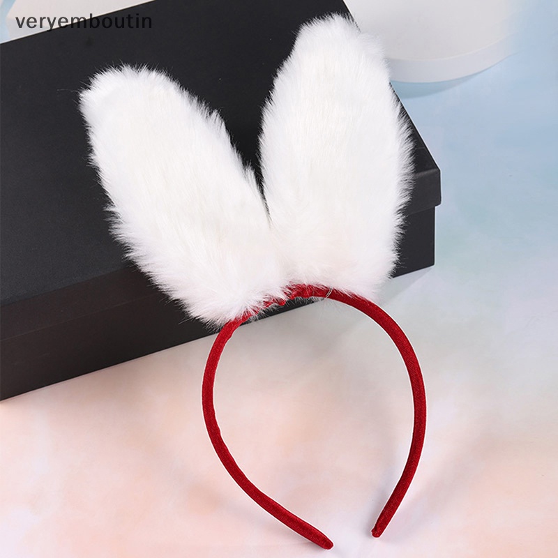 Băng Đô Cài Tóc Tai Thỏ Phối Lông Có Chuông Dễ Thương Dành Cho Bé Gái