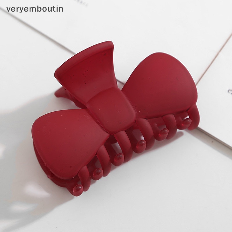 Kẹp Tóc Càng Cua Bằng Acrylic Màu Đục Đính Nơ Phong Cách Hàn Quốc Thanh Lịch