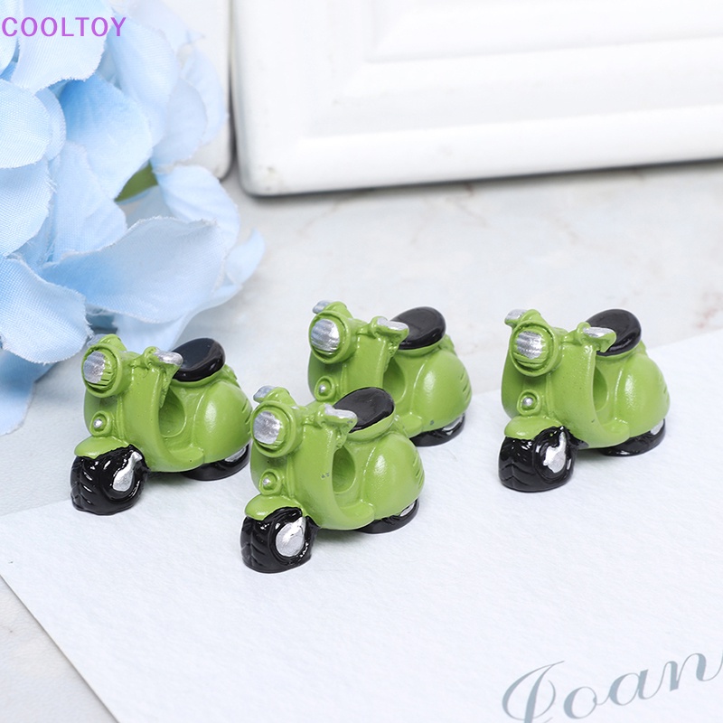 Cooltoy Set 4 Đồ trang trí Xe Máy Ba Bánh Màu Xanh Lá Cây Trang Trí Nhà Búp Bê Thu Nhỏ