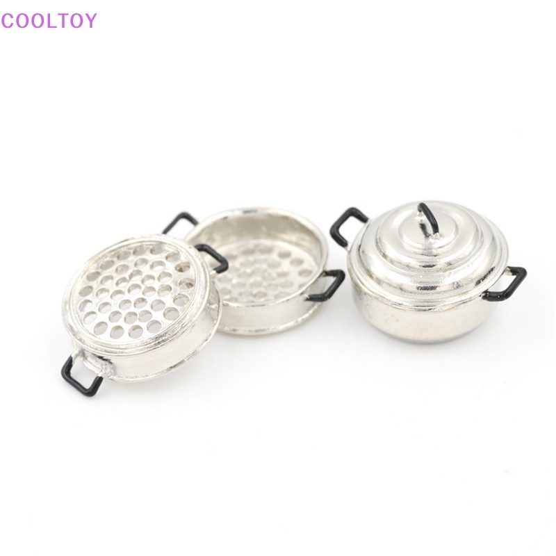 Cooltoy Mô Hình Nồi Hấp 3 Tầng Bằng Kim Loại Trang Trí Nhà Búp Bê 1: 12