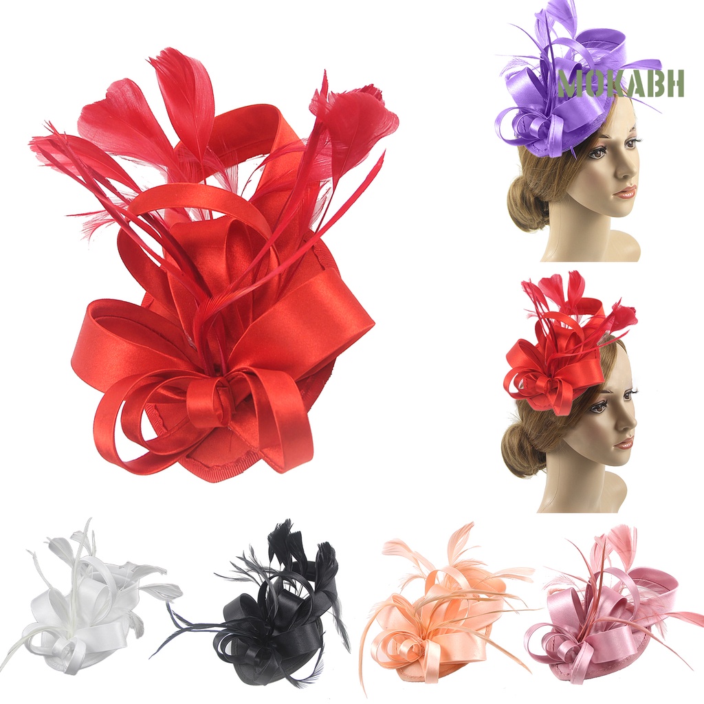 Kẹp Tóc Lông Vũ Bằng Lụa Nhiều Màu Sắc Phong Cách Retro Dành Cho Cô Dâu