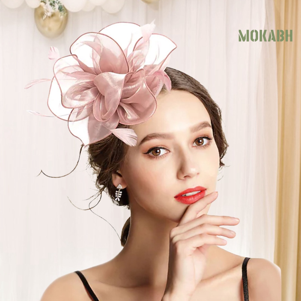 [Mokabh] Kẹp Tóc Hình Lông Vũ Siêu Nhẹ Không Phai Màu Dễ Phối Đồ Phong Cách Retro Thanh Lịch Dễ Phối Đồ Dành Cho Cô Dâu