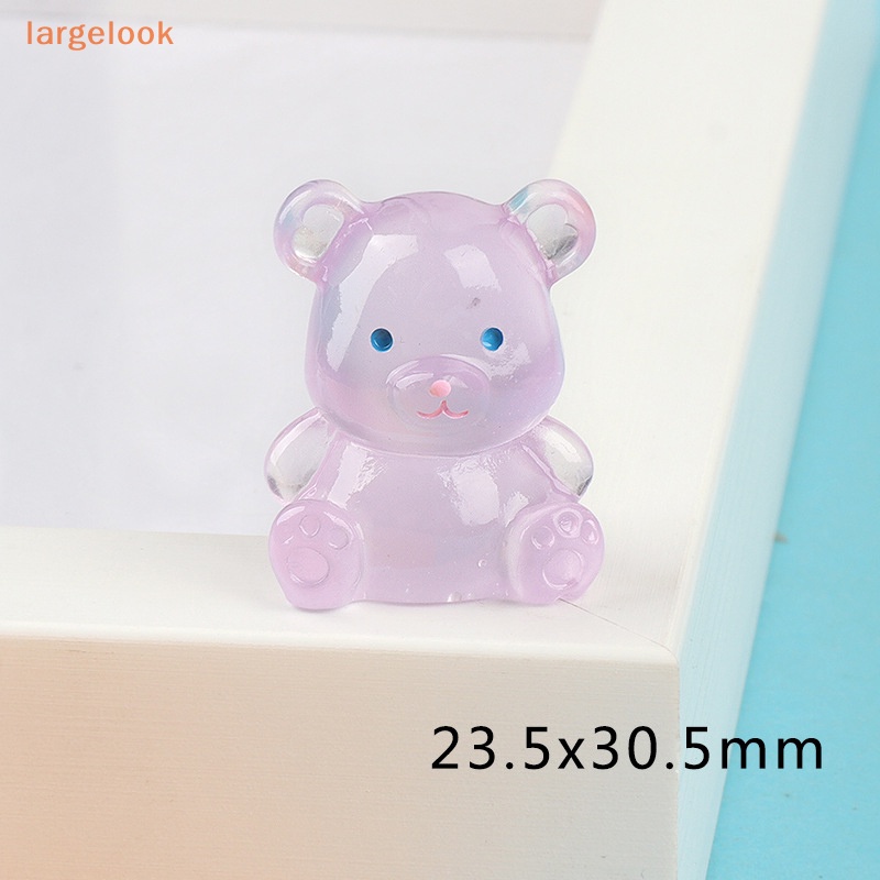Bộ 2 Móc Khóa Hình Chú Gấu 3D Bằng Nhựa Resin Màu Dạ Quang DIY