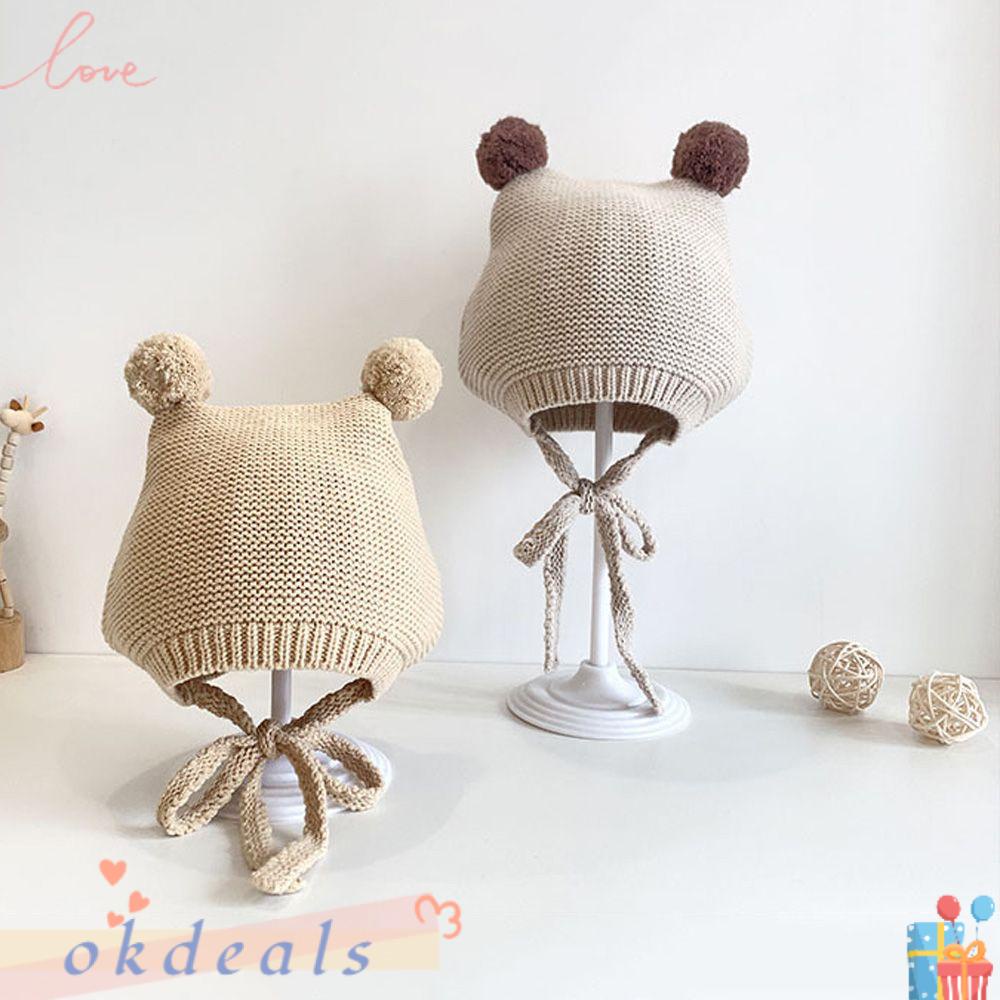 OKDEALS Mũ Len Mềm Mại Đính Quả Bông Cho Bé