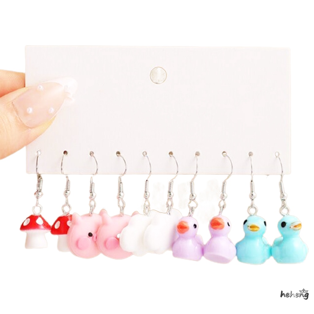 Khuyên Tai Lủng Lẳng Hình Hoa Bướm Vịt Nấm Trái Tim Dễ Thương