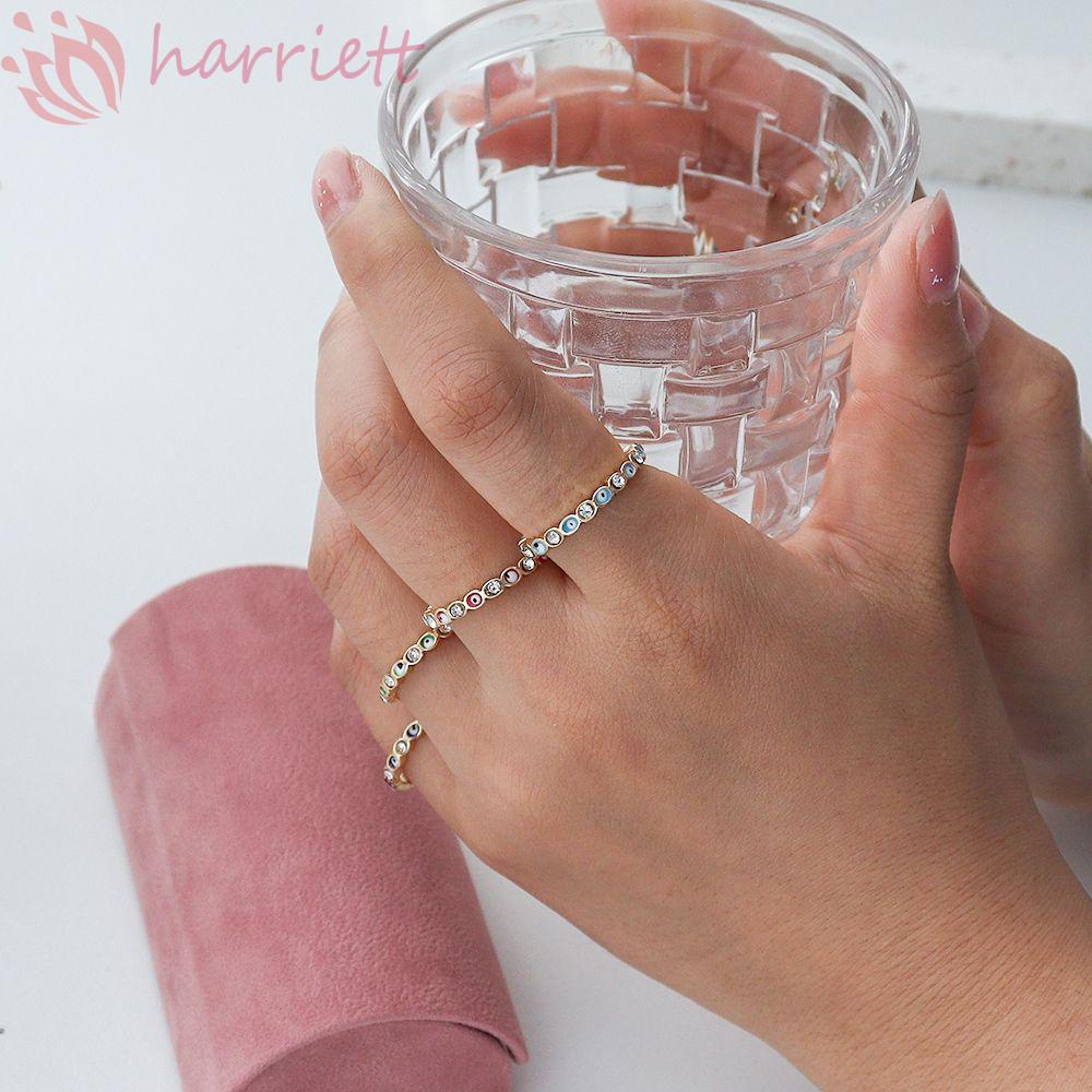 HARRIETT New Evil Eye Rings Vintage Dripping Oil Enamel Finger Rings Women Korean Sweet Temperament Zircon|Fashion Jewelry