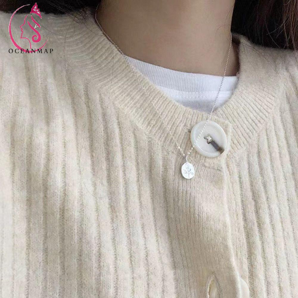 OCEANMAP Vòng cổ Bằng Hợp Kim Màu Bạc Phong Cách Pháp Thời Trang Cho Nữ