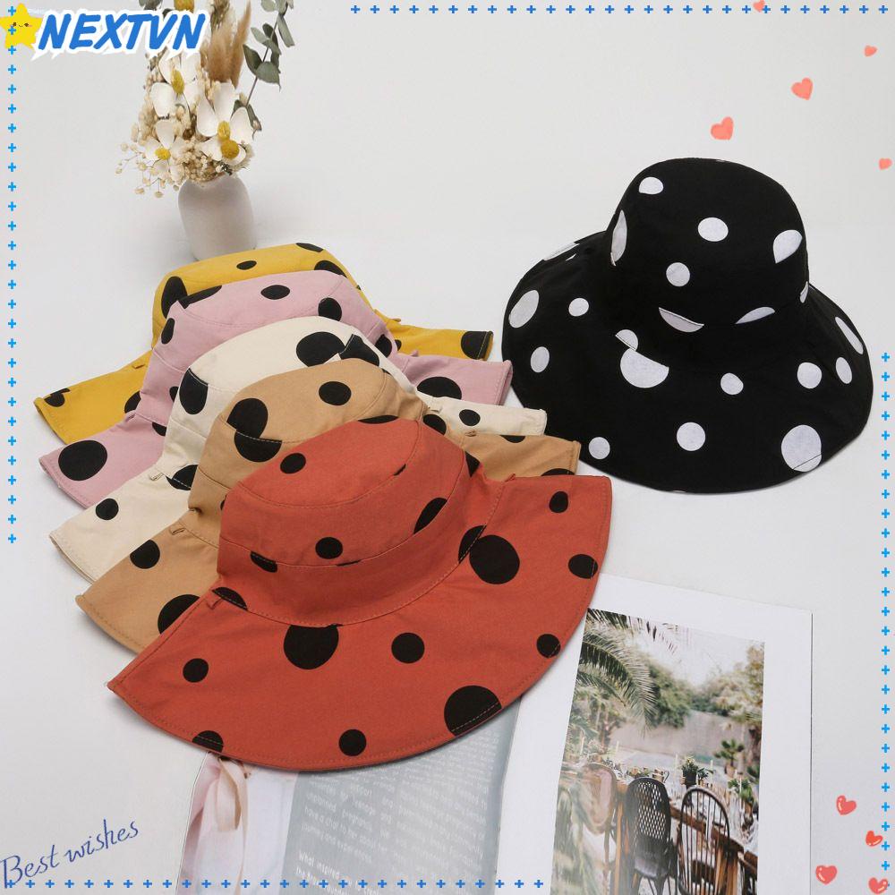Mũ Bucket Họa Tiết Chấm Bi Có Thể Đảo Ngược Thời Trang Mùa Hè Cho Nữ