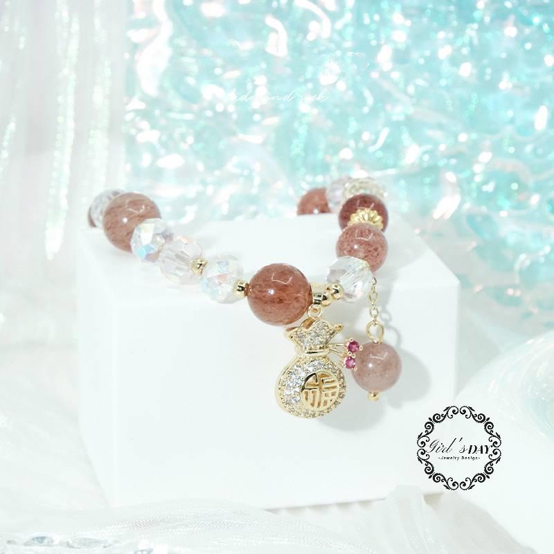 Lắt tay thạch anh dâu tây Thạch anh tình yêu vòng tay nữ vòng tay phong thuỷ Vòng Tay Pha Lê vòng đá phong thuỷ vòng tay chuỗi hạt vòng tay may mắnvòng tay đôi bạn thân