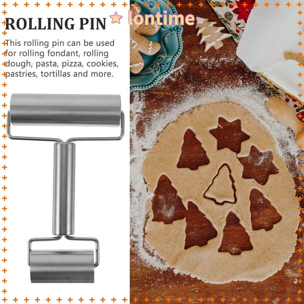 Cán Bột Hai Đầu Chắc Chắn|Cây Lăn Bột Bằng Thép Không Gỉ Họa Tiết Dập Nổi Độc Đáo