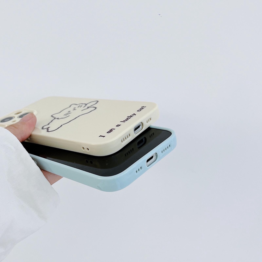 Ốp Điện Thoại Mềm Hình Mèo Hoạt Hình Đơn Giản Chống Sốc Cho iphone 12 13 11 14 Pro Max 12Pro 13Pro