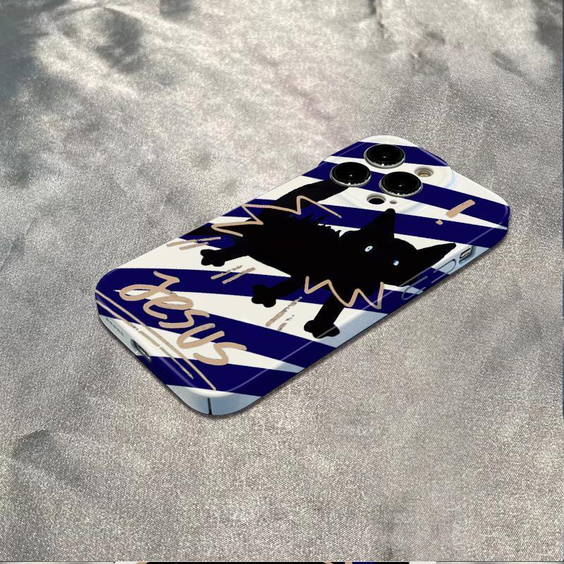 Ốp Điện Thoại Mềm Nền Trắng Xanh Dương Chống Sốc Hình Mèo Đáng Sợ Cho Iphone 12 13 7814pro max 11In