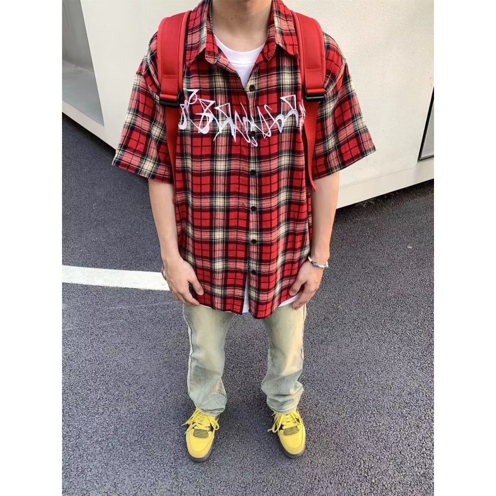 Áo Sơ Mi Ngắn Tay Dáng Rộng Thêu Chữ Thời Trang Mùa Hè Dành Cho Nam