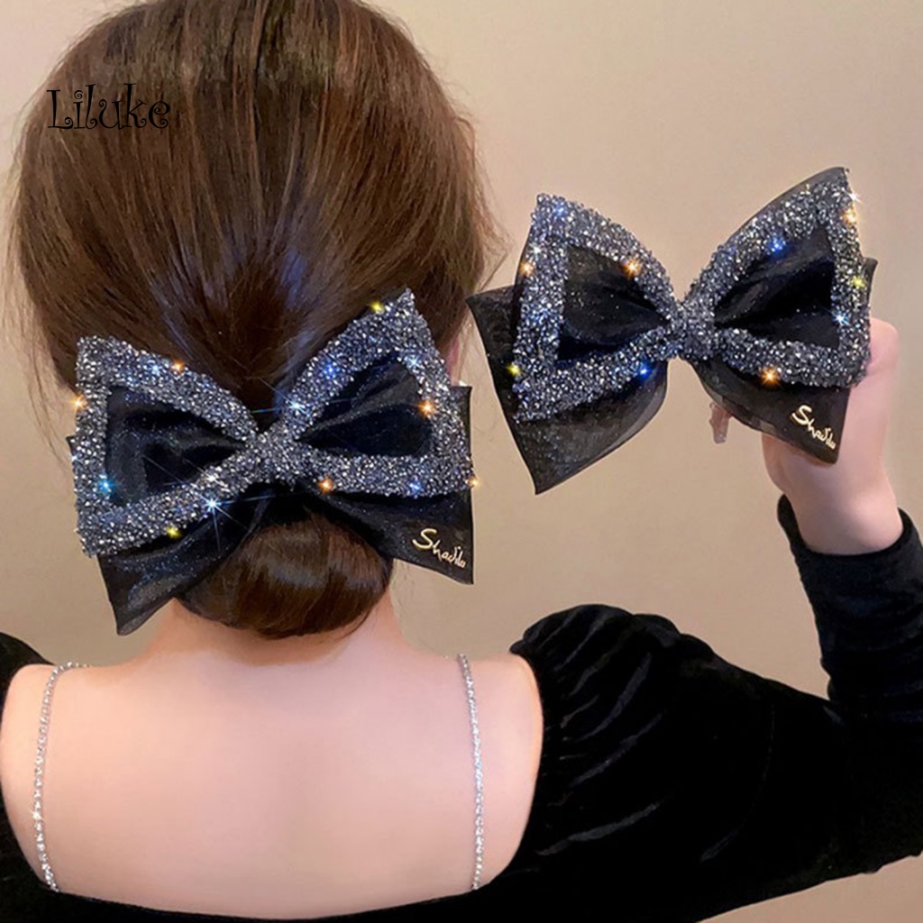 Kẹp Tóc Hợp Kim Trang Trí Nơ Đính Đá Xinh Xắn Cho Nữ