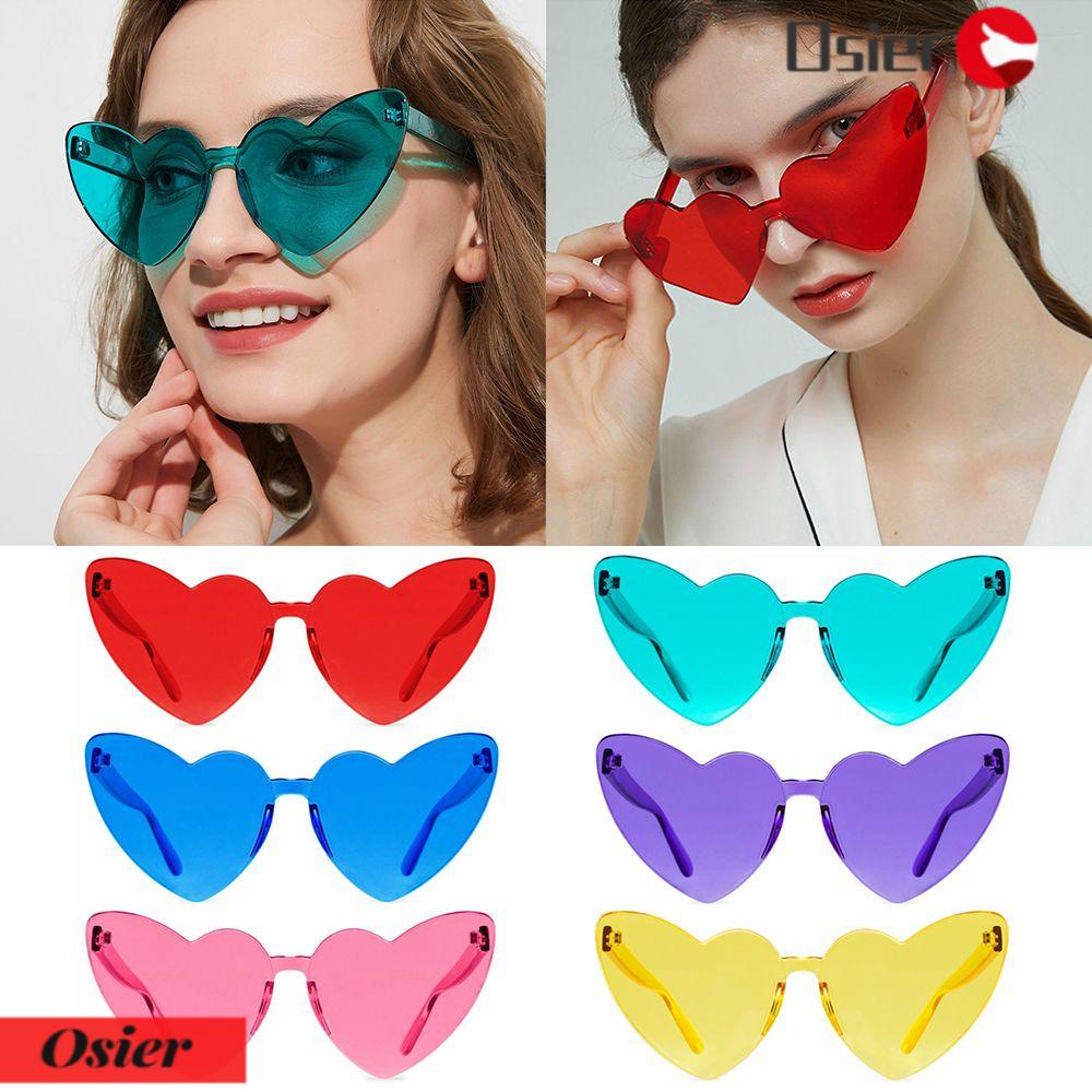 Osier1 Kính Mát Hình Trái Tim Không Viền Dày Dùng Hóa Trang Dự Tiệc Cho Nữ