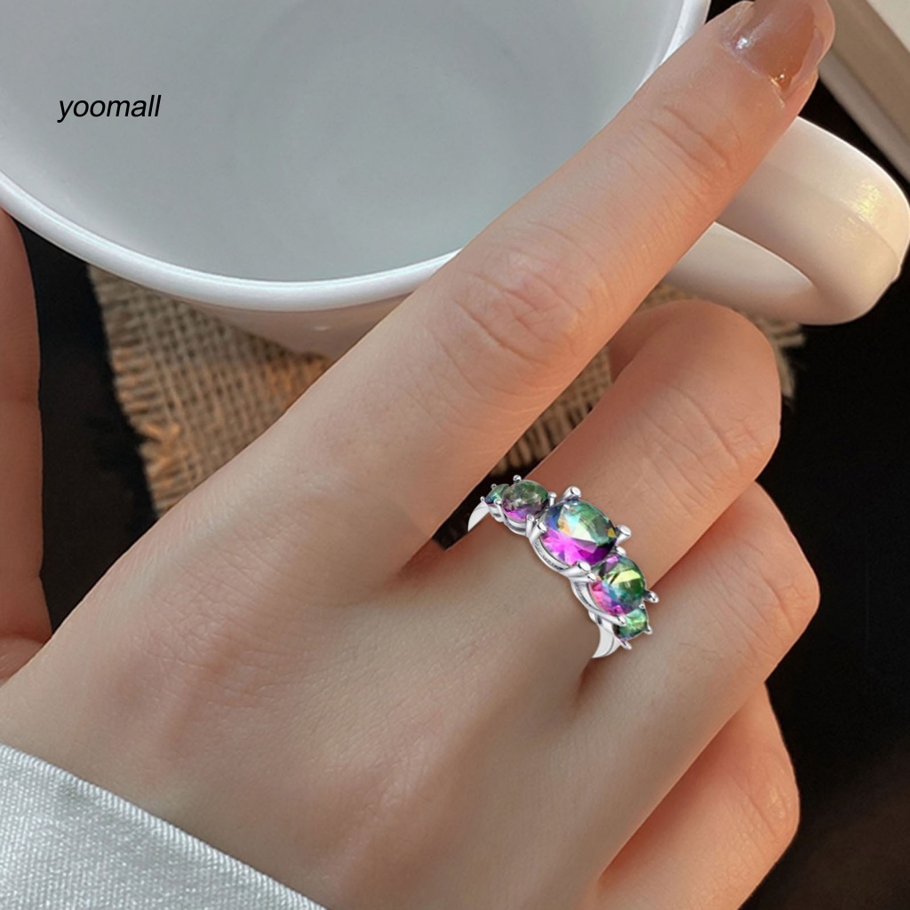 Nhẫn Đồng Đính Pha Lê Giả Nhiều Màu Thanh Lịch Cho Nữ