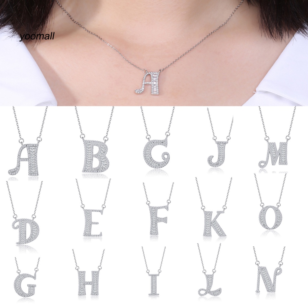 Vòng cổ Mạ Bạc Mặt Chữ Cái Đính Đá Zircon Sang Trọng Cho Nữ