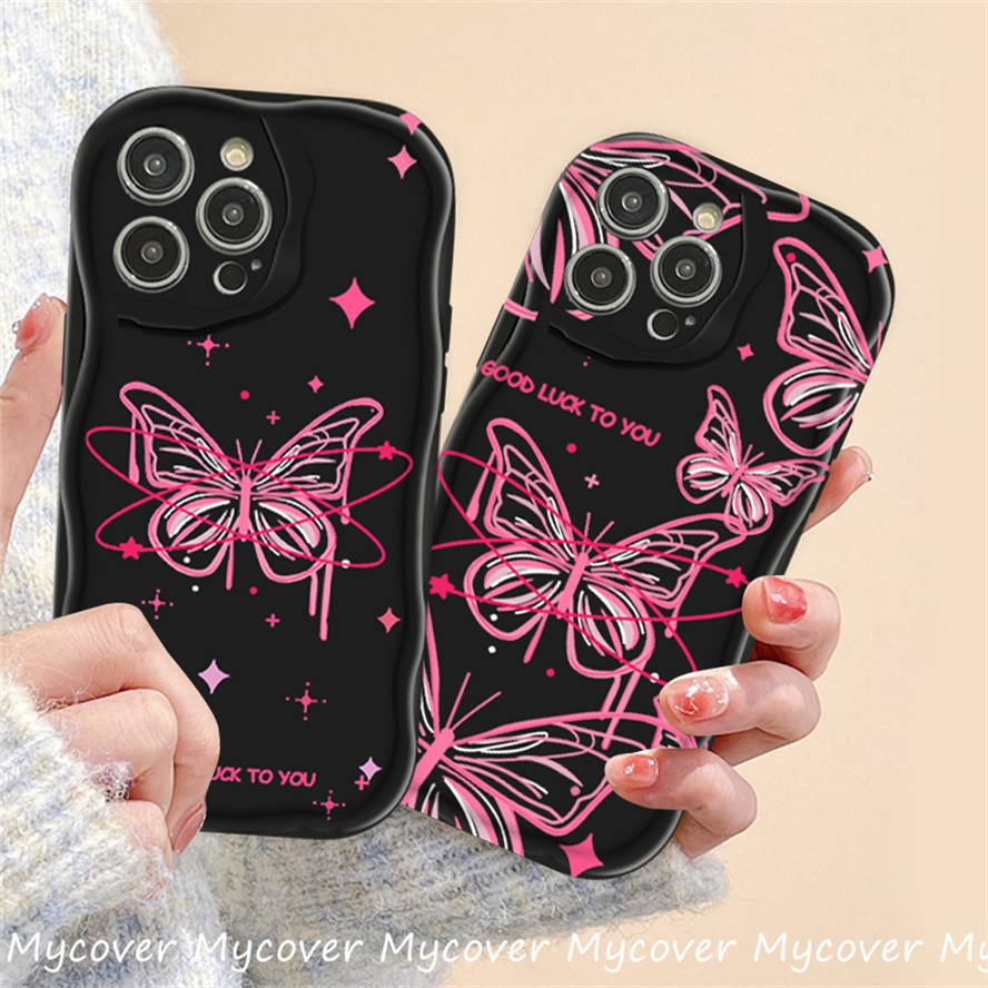 Ốp Điện Thoại Silicon Mềm Họa Tiết Hoa Hồng Và Bướm Cho iPhone 11 13 12 14 Pro Max X XR Xs Max 6 7 8 Plus Y2K