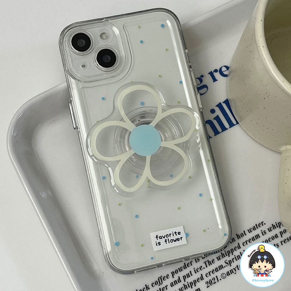 Ốp Điện Thoại TPU Mềm Trong Suốt Chống Trượt Có Giá Đỡ Hình Hoa Cho IPhone 11 12 13 14 Pro Max 14 Plus