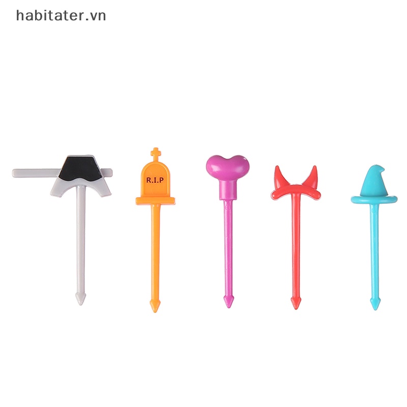 Set 4 / 5 Nĩa Ăn Trái Cây / Tráng Miệng Hình Hoạt Họa Mini Trang Trí Tiệc Halloween