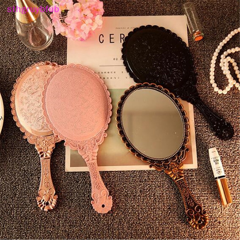 Gương Trang Điểm Cầm Tay Khắc Họa Tiết Phong Cách Vintage Dành Cho Salon / SPA