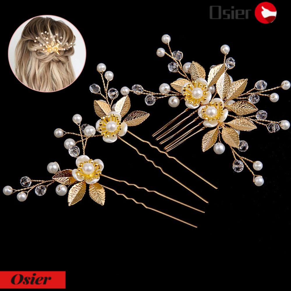 OSIER1 Bộ 3 Kẹp Tóc Phụ Kiện Trang Trí Tiệc Cưới