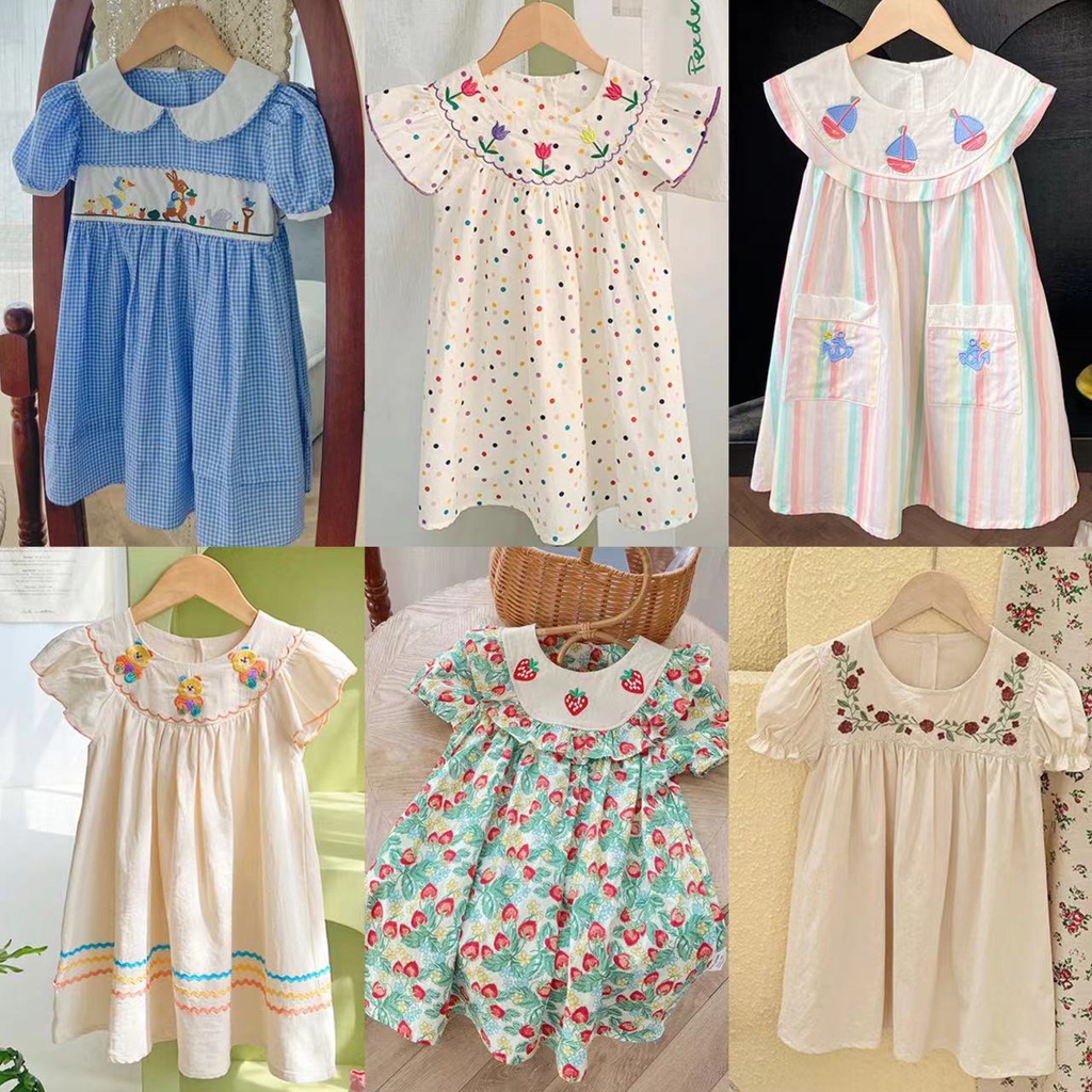 Đầm Công Chúa Tay Ngắn Màu Cầu Vồng Thời Trang Mùa Hè Cho Bé Gái