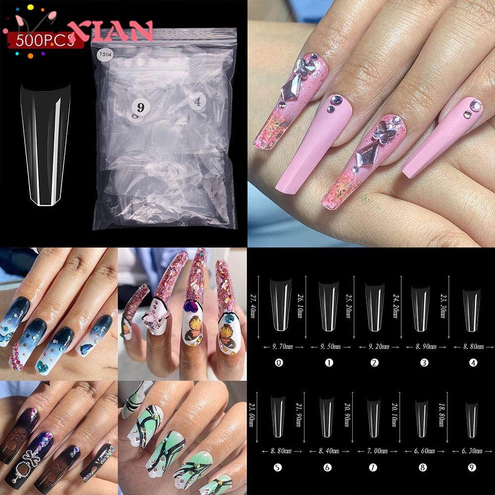 XIANTIN Bộ Móng Tay Giả Trong Suốt Che Phủ Toàn Diện Nhiều Kích Thước Khác Nhau Cho Nữ