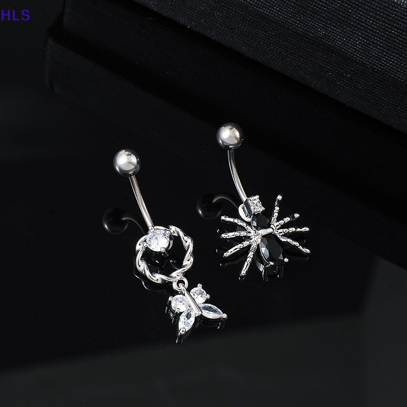 Khuyên Rốn Hình Bướm / Nhện / Thánh Giá Đính Đá Zircon Bằng Thép Không Gỉ Thời Trang
