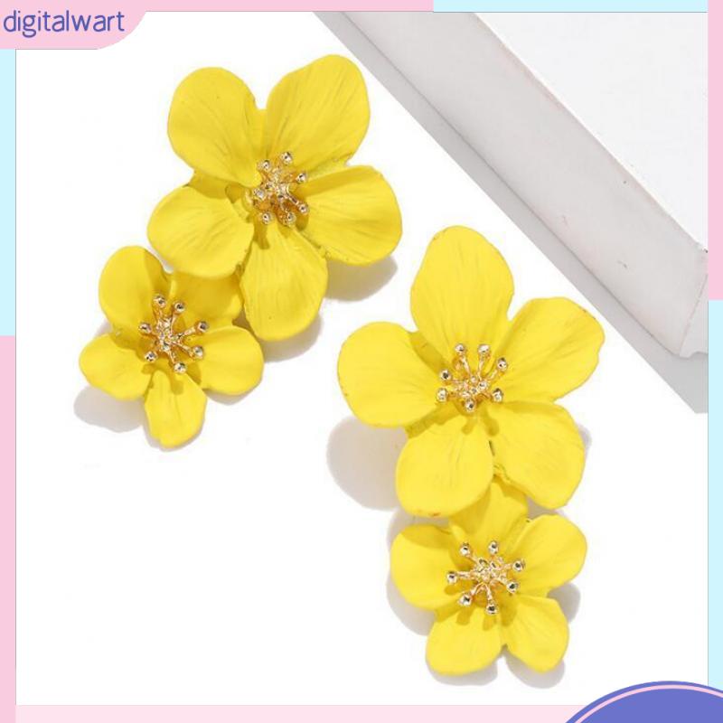 [DG] Bông Tai Xỏ Lỗ Hai Lớp Hình Hoa Năm Lá Nổi Tiếng Mạng Thời Trang Cá Tính