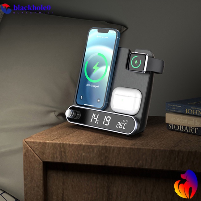 Bộ Đế Sạc Nhanh Không Dây Đa Năng 15w Có Đèn Led Kỹ Thuật Số Dành Cho Điện Thoại / Đồng Hồ