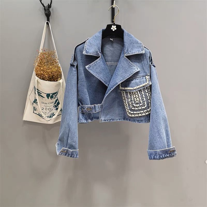 Hàng Mới Về Mới Áo Khoác Denim Đính Hạt Thời Trang Dành Cho Nữ