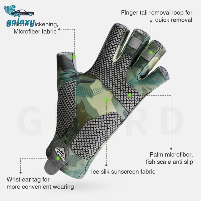 Galaxy 1 Đôi Găng Tay Hở Ngón Chống Nắng Chống Trượt Họa Tiết Rằn Ri Cho Nam