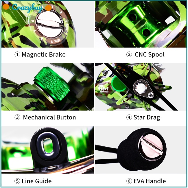 Máy Câu Cá CR 18 + 1 BB 10 10KG Max Drag 7.2: 1 Chất Lượng Cao