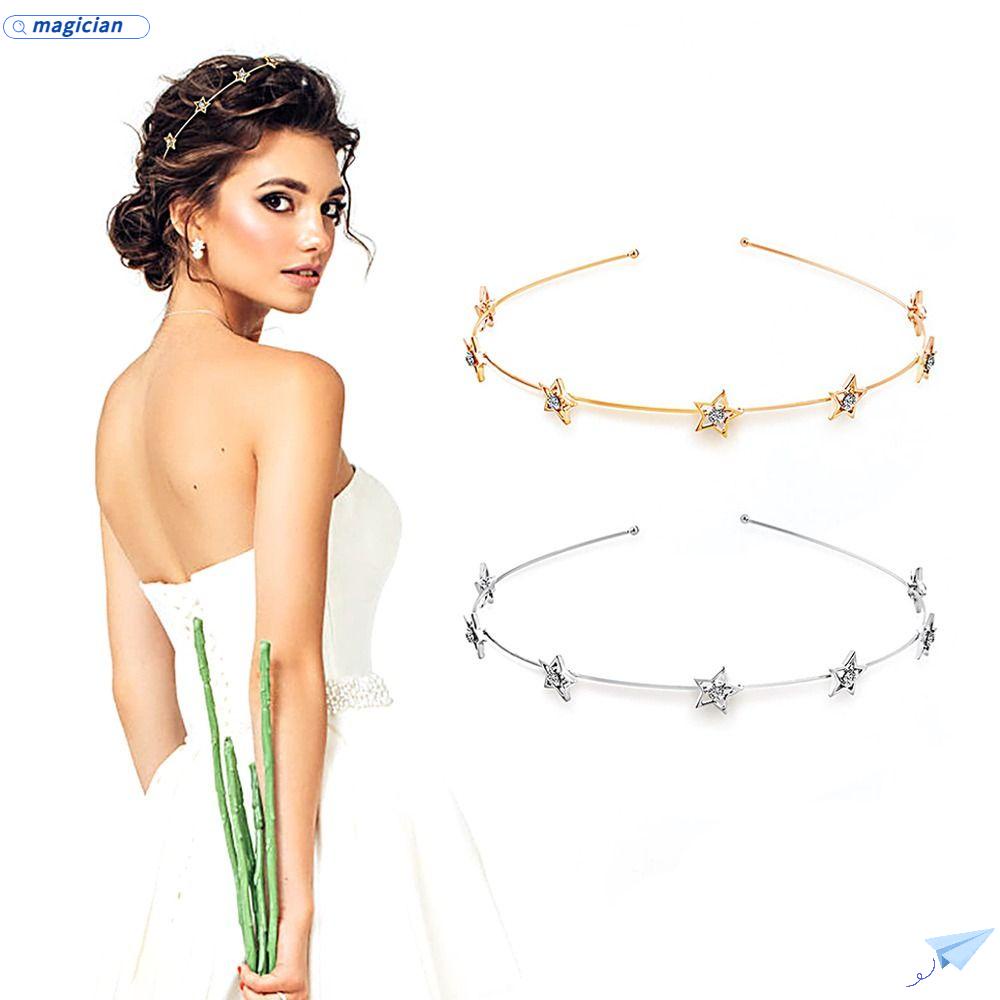 MAG Băng Đô Cài Tóc Kim Loại Hình Ngôi Sao Đính Đá Pha Lê Phong Cách Pháp Cổ Điển
