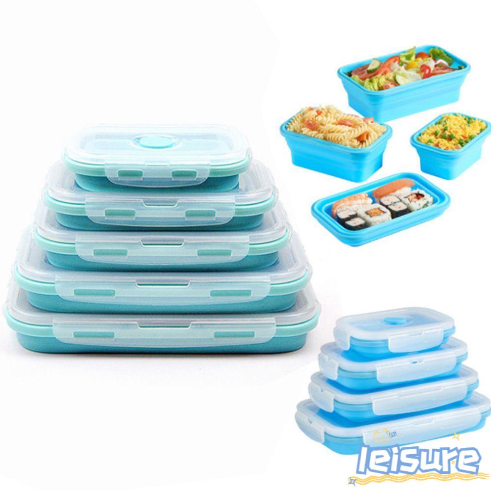 LEISURE Hộp Đựng Cơm Trưa Bằng Silicone Có Thể Gấp Gọn Tiện Dụng