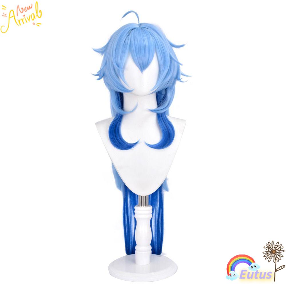 Tóc Giả EUCA Genshin Màu Xanh Dương Gradient Chất Lượng Cao Hóa Trang Dự Tiệc