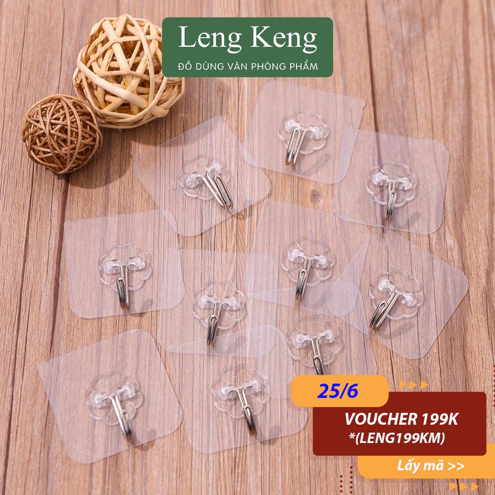 Combo 100 móc dán tường chịu lực trong suốt Leng Keng móc treo đồ siêu dính đa năng, tiện lợi M17