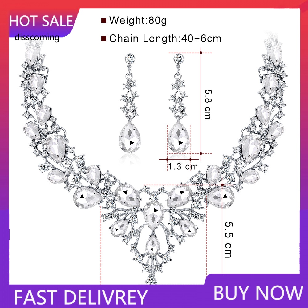 Đầm Nữ Kiểu Dáng Dễ Thương Xinh Xắn Hợp Thời Trang| Bộ Vòng cổ Và Bông Tai Đính Đá Cho Cô Dâu