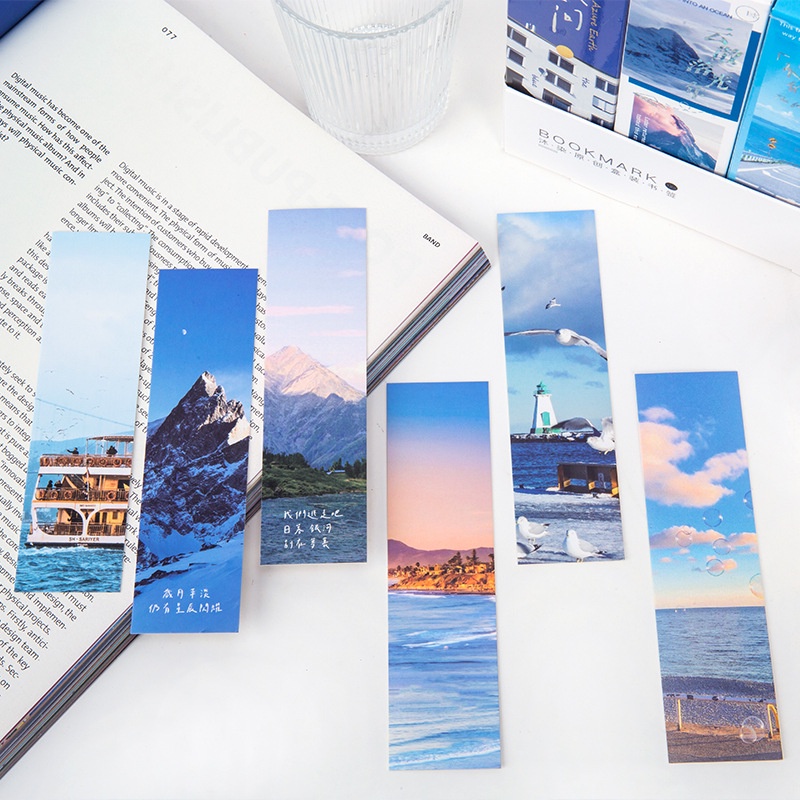 Hộp 30 Thẻ Đánh Dấu Trang Sách Hình Phong Cảnh Sáng Tạo Dùng Làm Đạo Cụ Chụp Ảnh