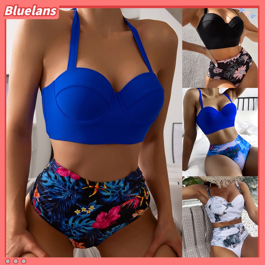 Bộ Đồ Bơi 2 Mảnh Có Mút Nâng Ngực Màu Sắc Trơn Quyến Rũ Dành Cho Nữ